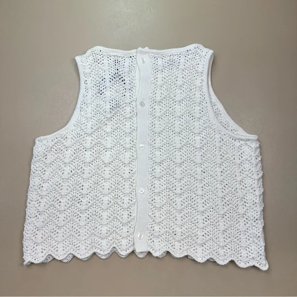 Ava Viv Crochet Tank Top 2X White Scallop Hem Sleeveless NWT - Picture 7 of 9